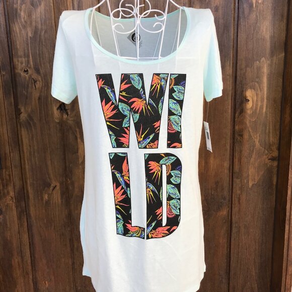 NWT-Volcom One Wild Short Sleeve Scoop Neck Tee-Mint Green, Small - Picture 3 of 3